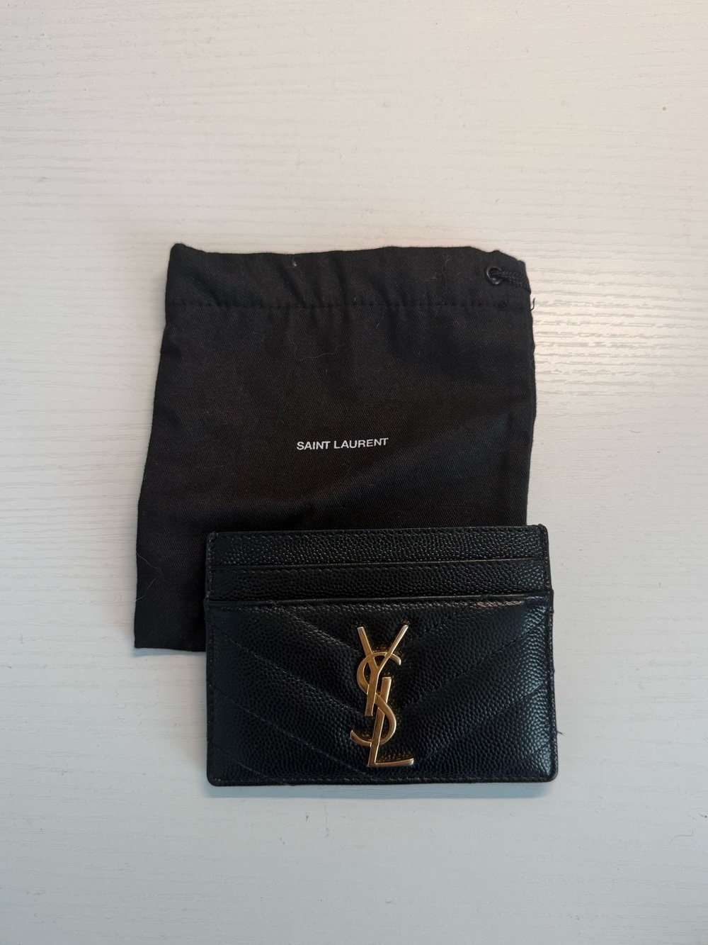 YSL Black Chevron-Quilted Cardholder